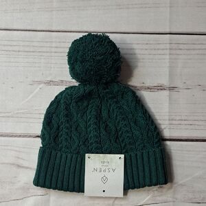 Aspen Kids Green Cable Knit Pom-Pom Beanie 5T